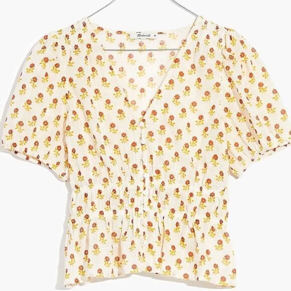 MADEWELL Sophia Wild Calendula Block Print Short Sleeve Top, Size XXL - Picture 5 of 14